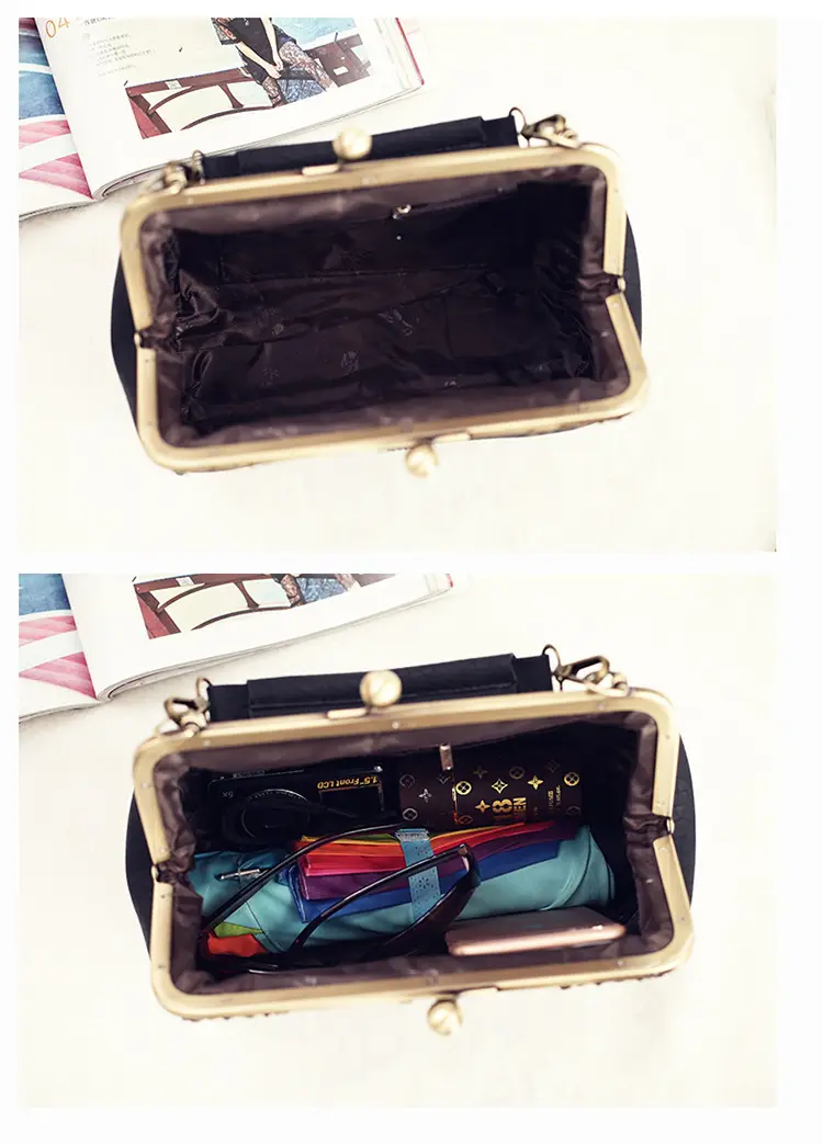 Black Korean Style Women's Shoulder Bag with Clip Buckle — feature 19
