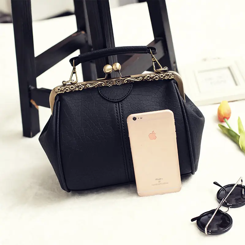 Black Korean Style Women's Shoulder Bag with Clip Buckle — feature 52
