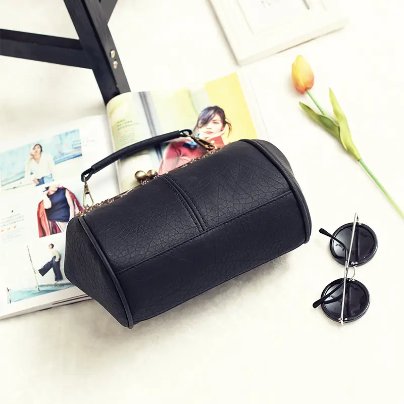 Black Korean Style Women's Shoulder Bag with Clip Buckle — feature 56