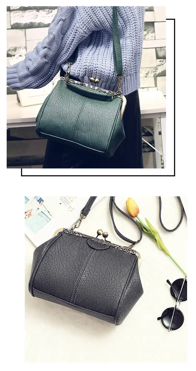 Black Korean Style Women's Shoulder Bag with Clip Buckle — feature 6
