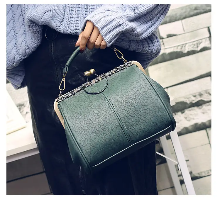 Black Korean Style Women's Shoulder Bag with Clip Buckle — feature 8