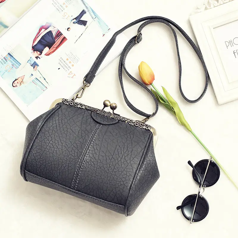 Black Korean Style Women's Shoulder Bag with Clip Buckle — feature 80