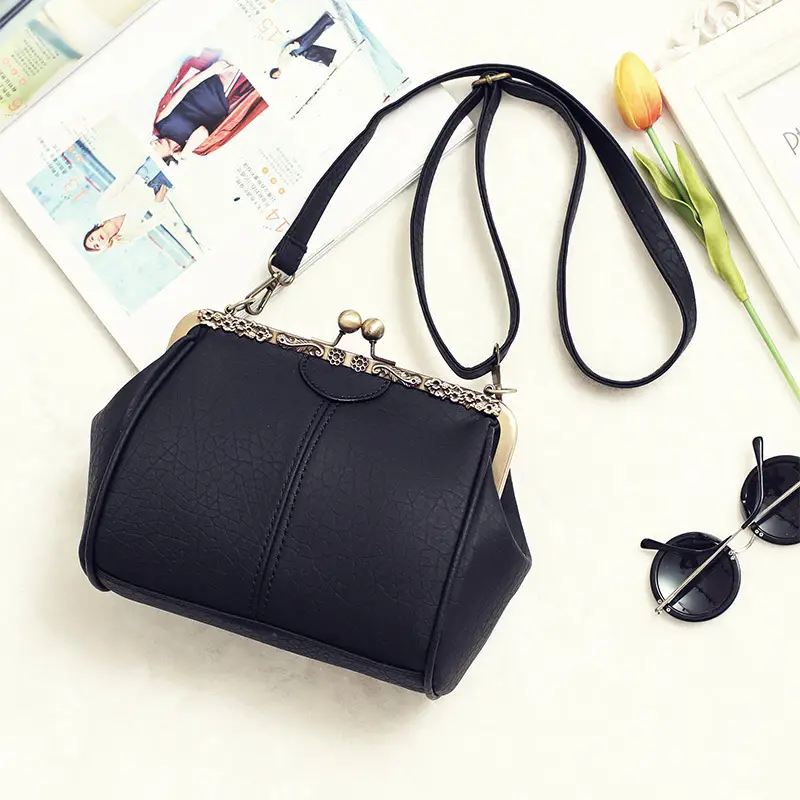 Black Korean Style Women's Shoulder Bag with Clip Buckle — feature 81