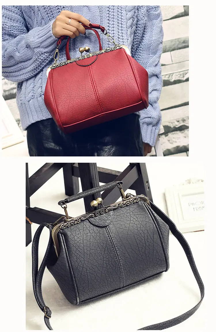 Black Korean Style Women's Shoulder Bag with Clip Buckle — feature 9