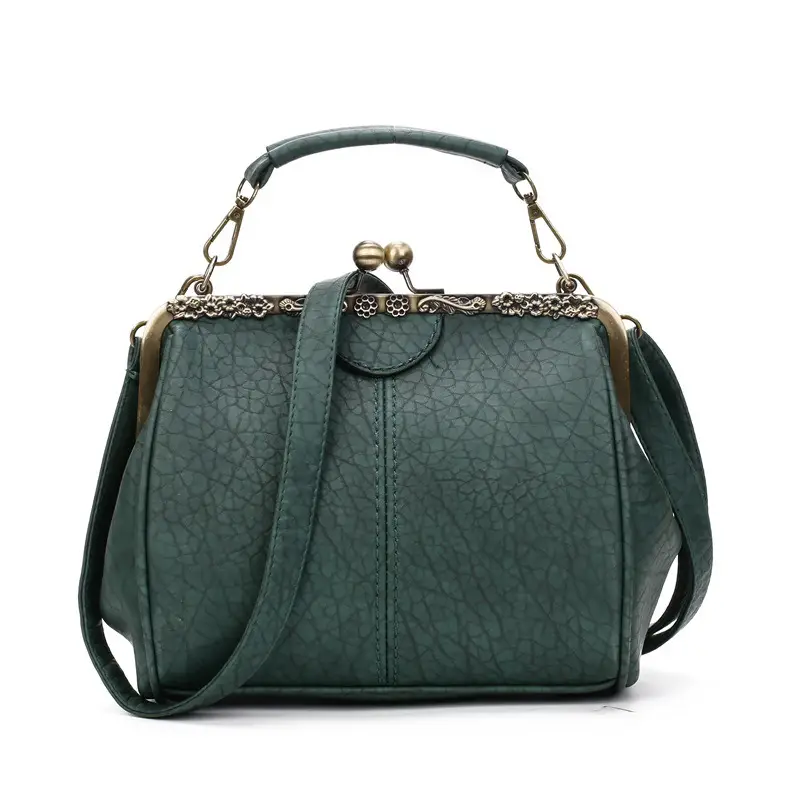 Black Korean Style Women's Shoulder Bag with Clip Buckle