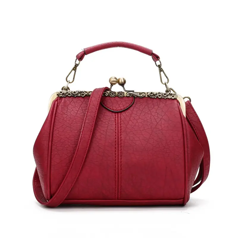 Black Korean Style Women's Shoulder Bag with Clip Buckle