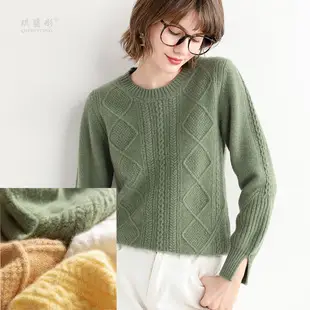 Women Wool Blend Turtleneck Sweater Brown — feature 28