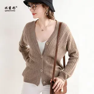 Women Wool Blend Turtleneck Sweater Brown — feature 36