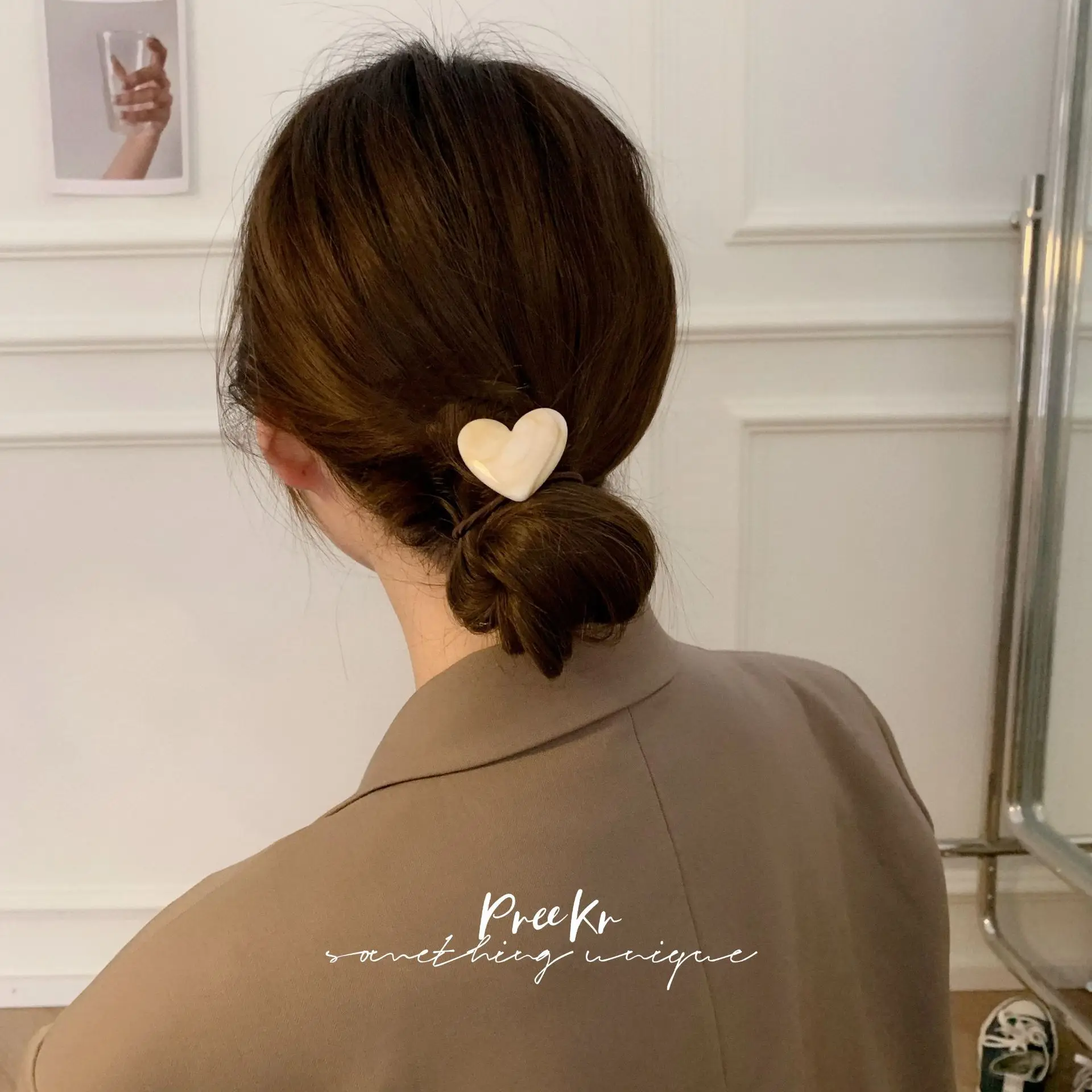 Korean Ink Heart Hair Rope 2021 Winter - Image 5