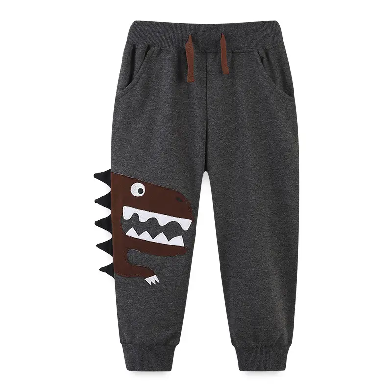Children's Cartoon Dinosaur Sweatpants Navy Cotton - Image 2