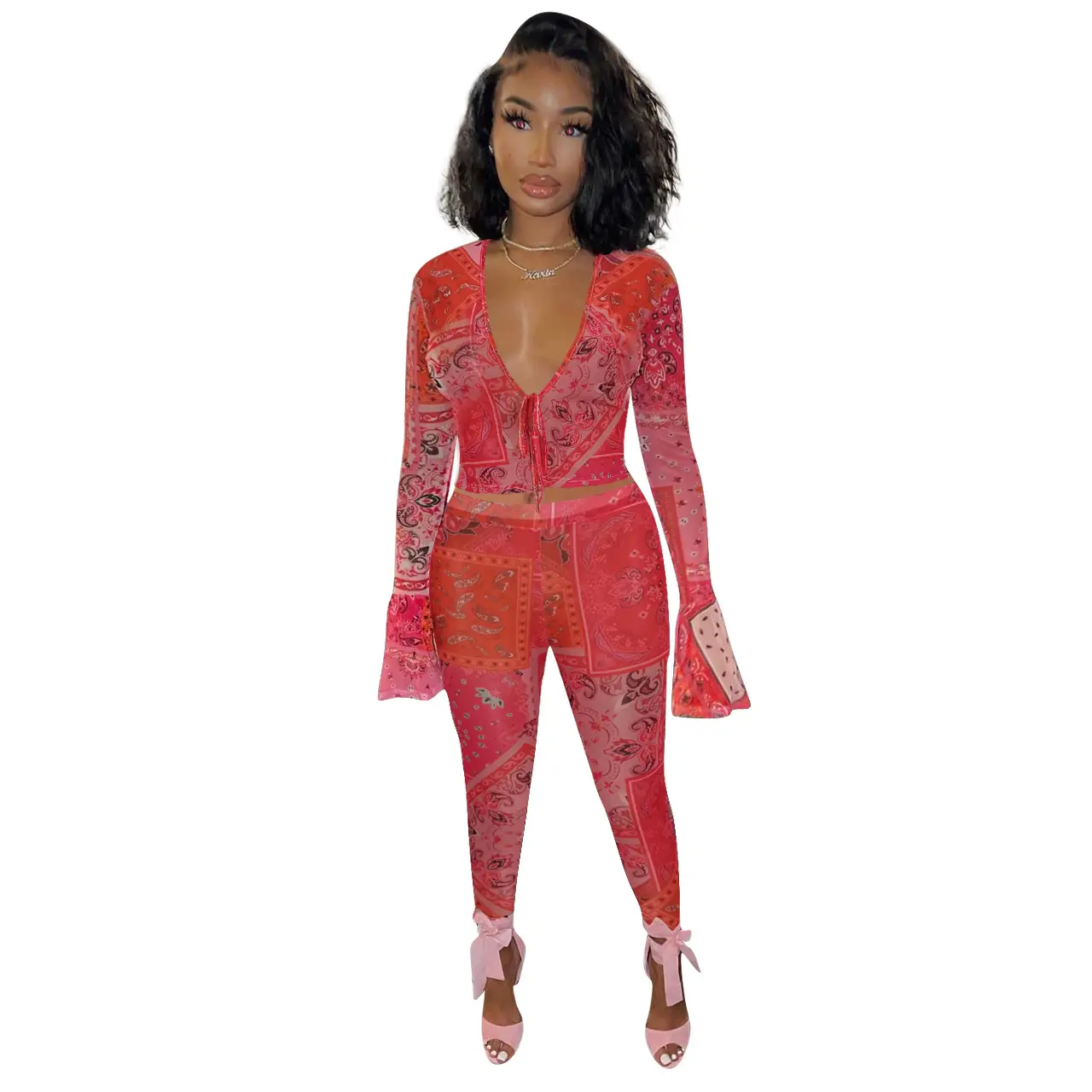 Sexy Printed Two-Piece Set for Women