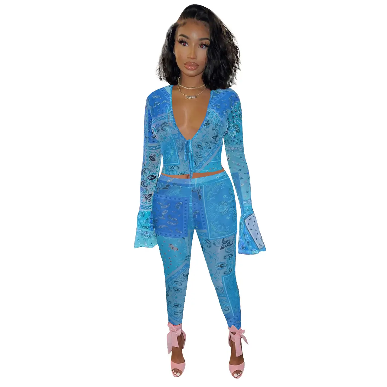 Sexy Printed Two-Piece Set for Women