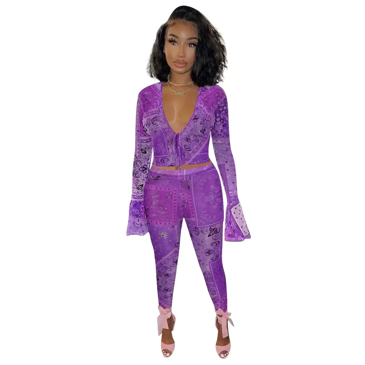 Sexy Printed Two-Piece Set for Women