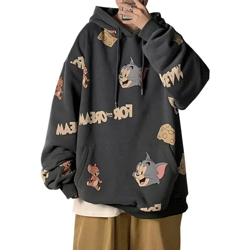 Men's Cartoon Hoodie Blue Velvet Autumn Winter - Image 6