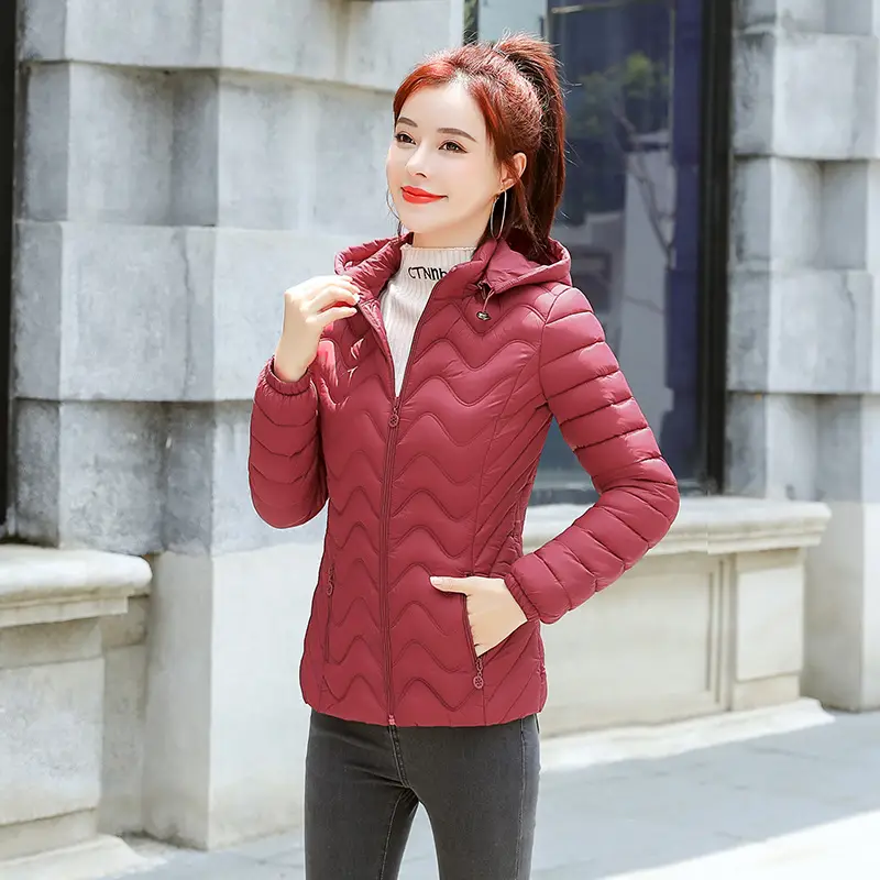 Women's Slim Fit Green Puffer Coat Plus Size - Image 2