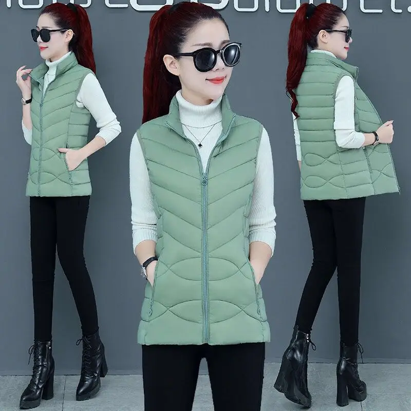 Women Down Cotton Vest Red Loose Fit Winter Lightweight - Image 7