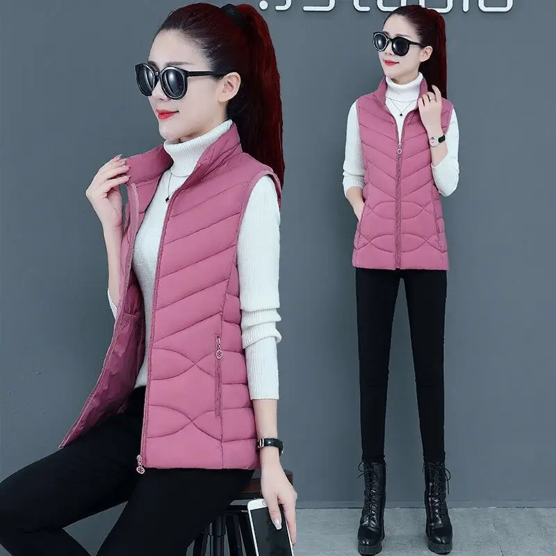 Women Down Cotton Vest Red Loose Fit Winter Lightweight - Image 8