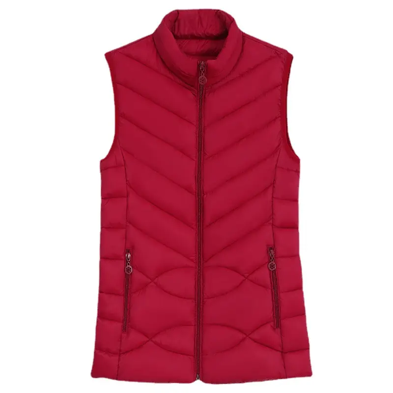 Women Down Cotton Vest Red Loose Fit Winter Lightweight - Image 10
