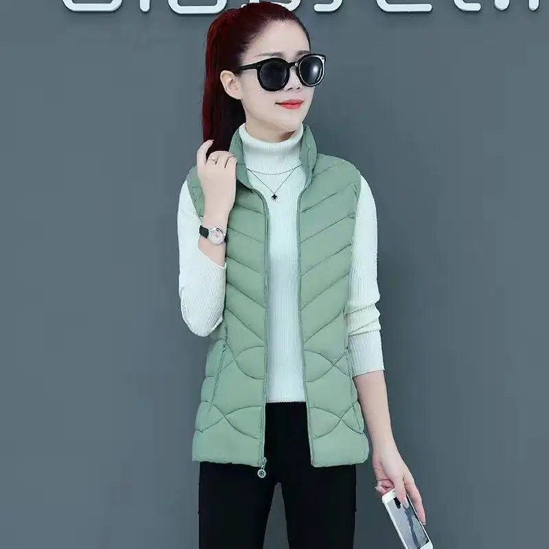 Women Down Cotton Vest Red Loose Fit Winter Lightweight - Image 3