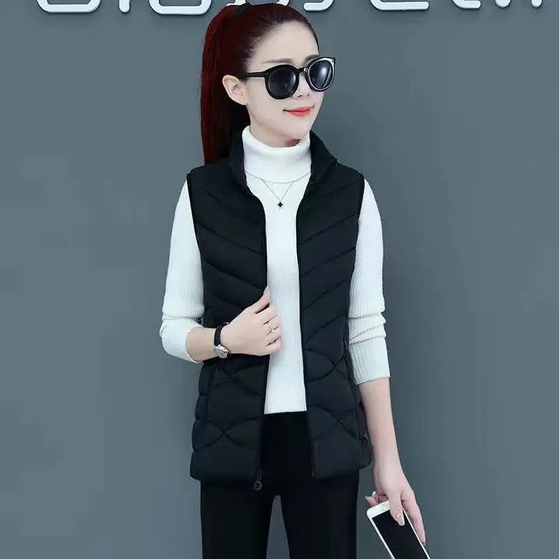 Women Down Cotton Vest Red Loose Fit Winter Lightweight - Image 4