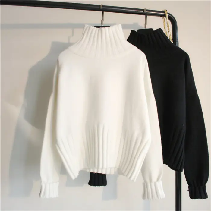 Women's White Pullover Turtleneck Sweater Set — feature 3