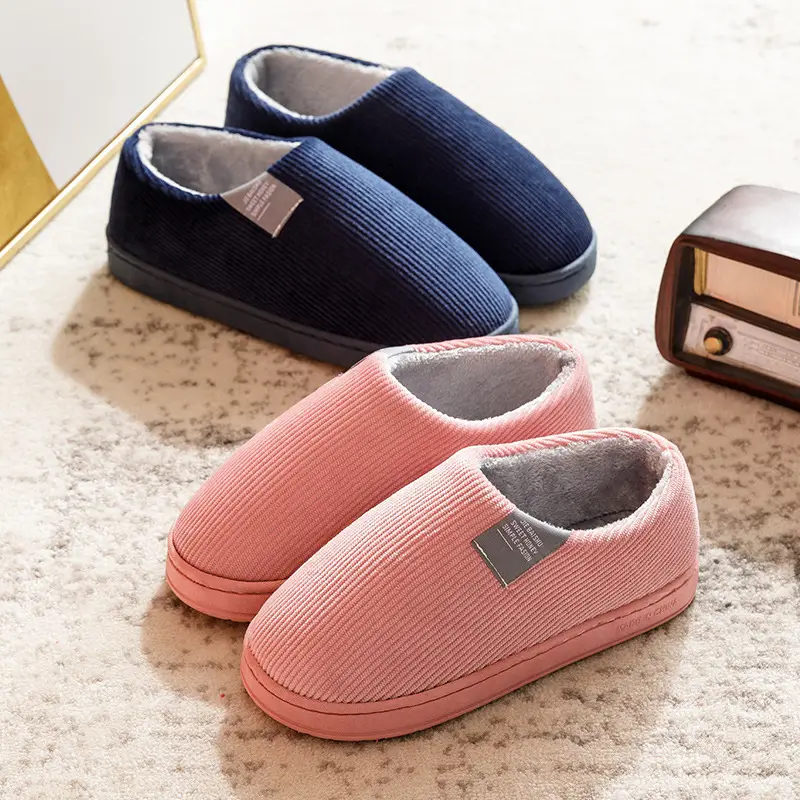 Autumn and Winter Cotton Slippers for Female Couples Indoor Home Household Non-Slip Thick Soles Warm and Poop-Feeling Plush Men Wholesale