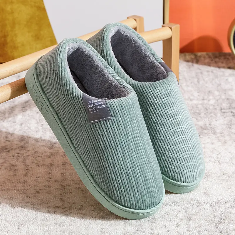 Autumn and Winter Cotton Slippers for Female Couples Indoor Home Household Non-Slip Thick Soles Warm and Poop-Feeling Plush Men Wholesale
