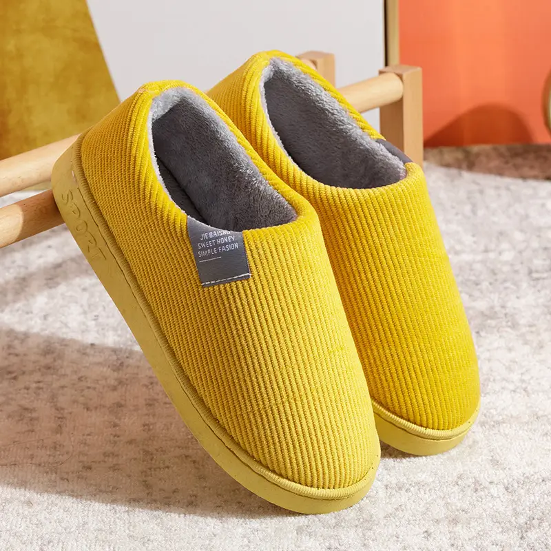 Autumn and Winter Cotton Slippers for Female Couples Indoor Home Household Non-Slip Thick Soles Warm and Poop-Feeling Plush Men Wholesale