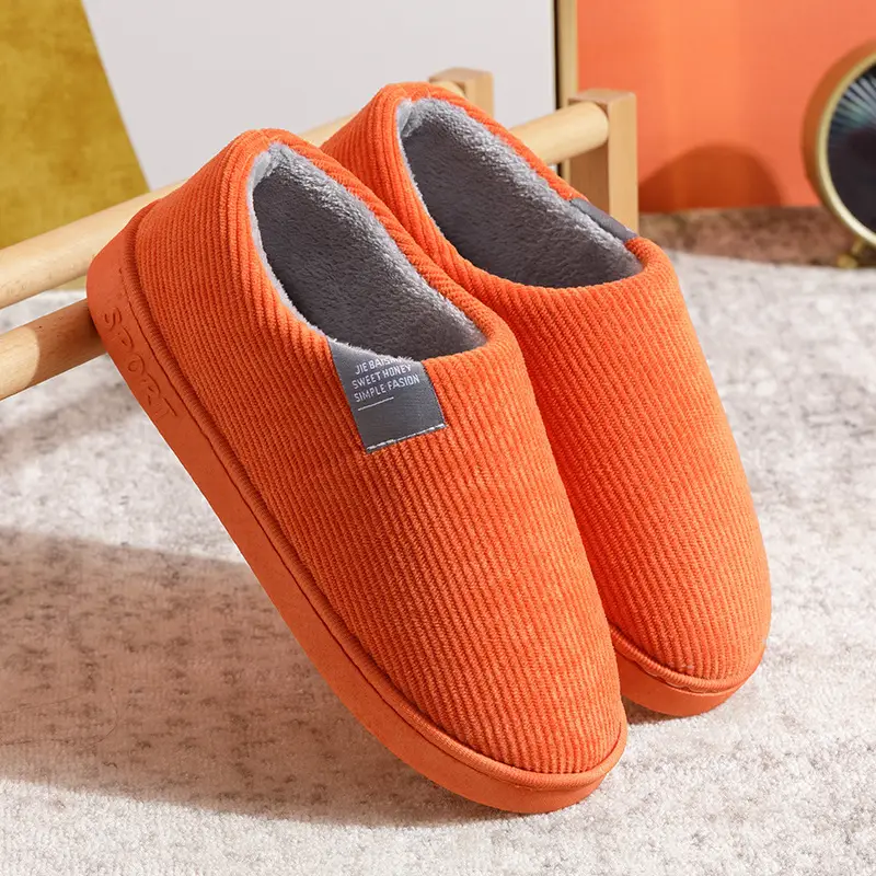 Autumn and Winter Cotton Slippers for Female Couples Indoor Home Household Non-Slip Thick Soles Warm and Poop-Feeling Plush Men Wholesale
