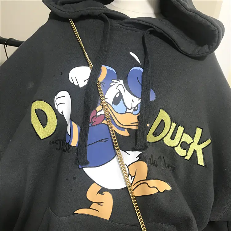 2026 Cartoon Print Hooded Fleece Sweatshirt Women