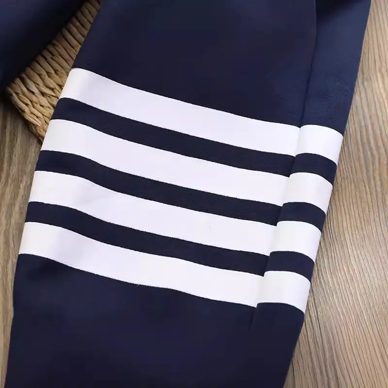 2020 Winter Casual Pants Navy Blue Cotton Long Pants - Image 5