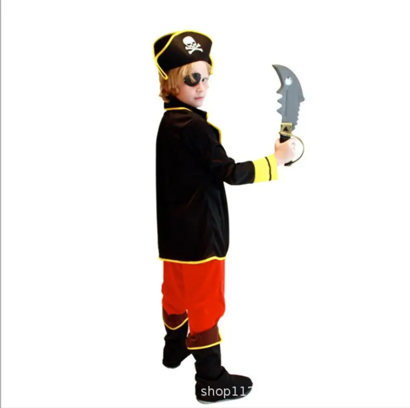 Halloween Pirate Costume Kids Red Black Jacket - Image 4