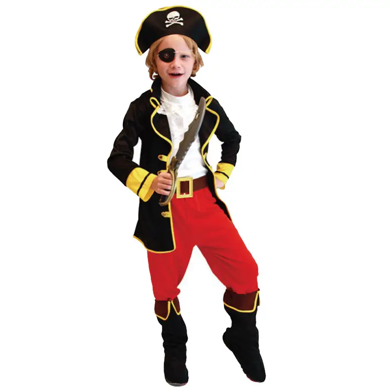 Halloween Pirate Costume Kids Red Black Jacket - Image 6