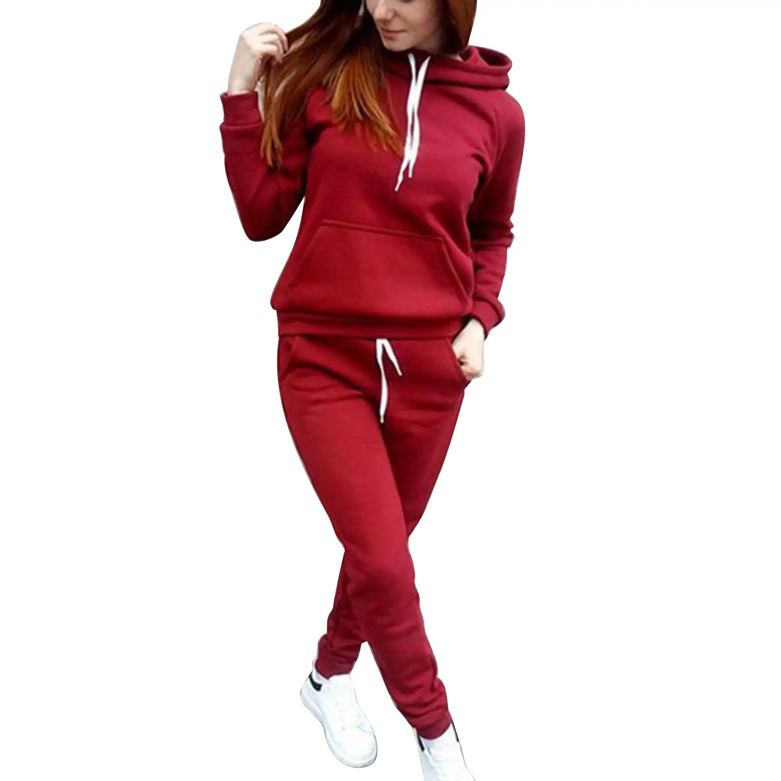 Pink Fleece Hoodie & Pants Set for Women - Image 8