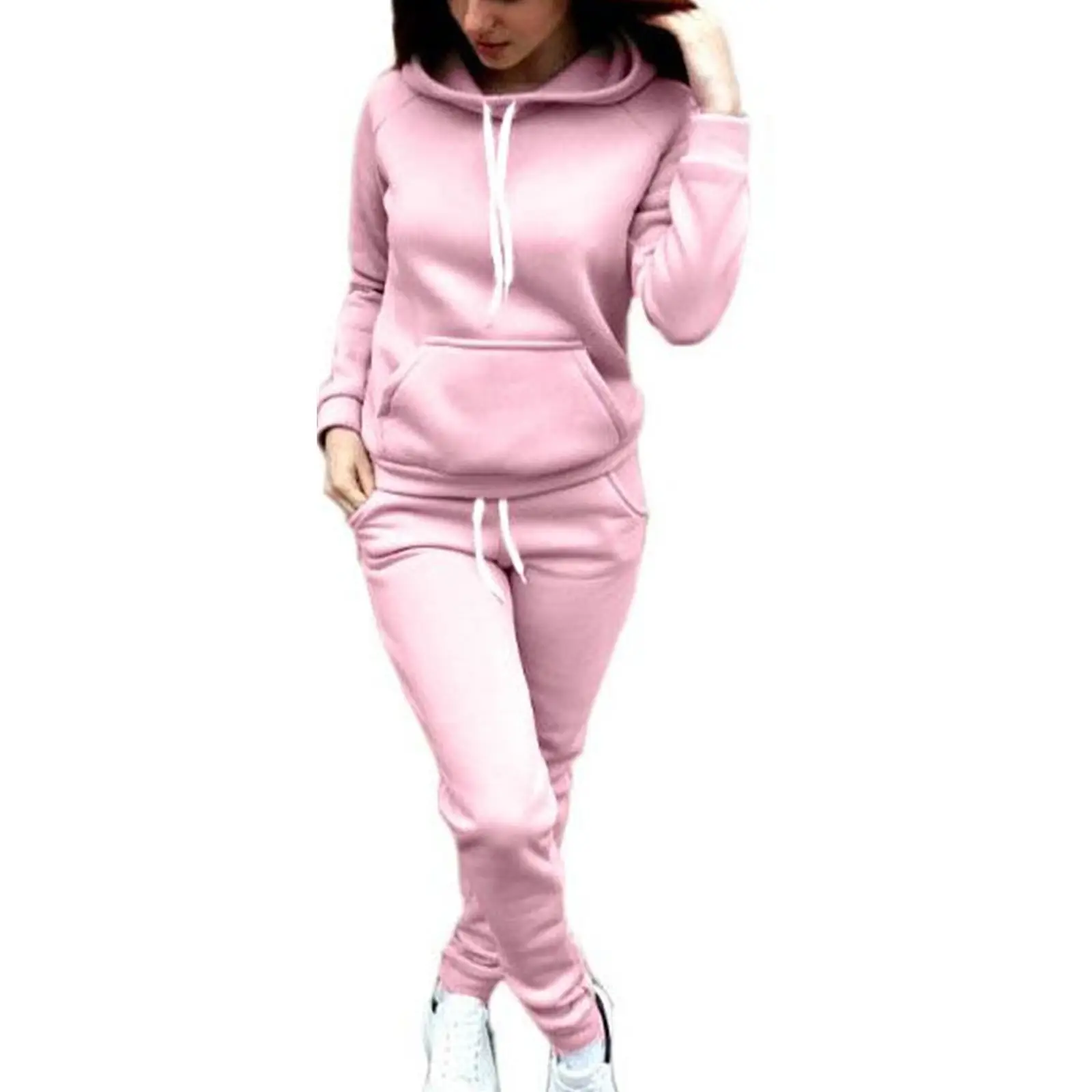 Pink Fleece Hoodie & Pants Set for Women - Image 11