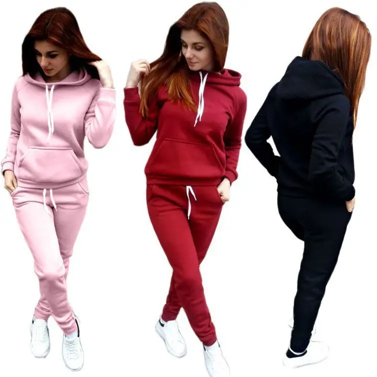 Pink Fleece Hoodie & Pants Set for Women — feature 3
