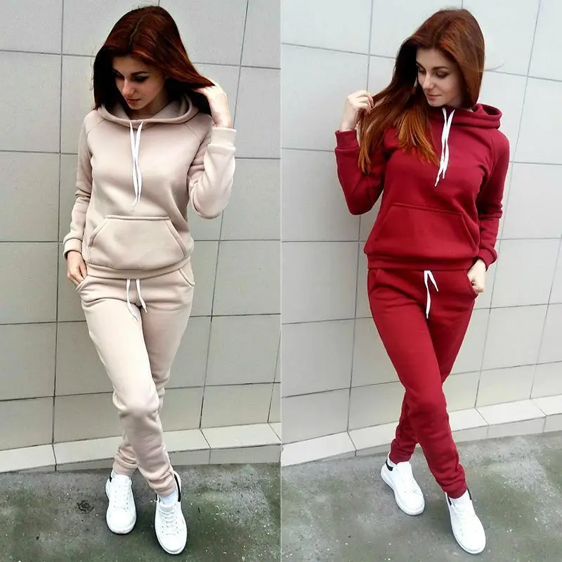 Pink Fleece Hoodie & Pants Set for Women — feature 4