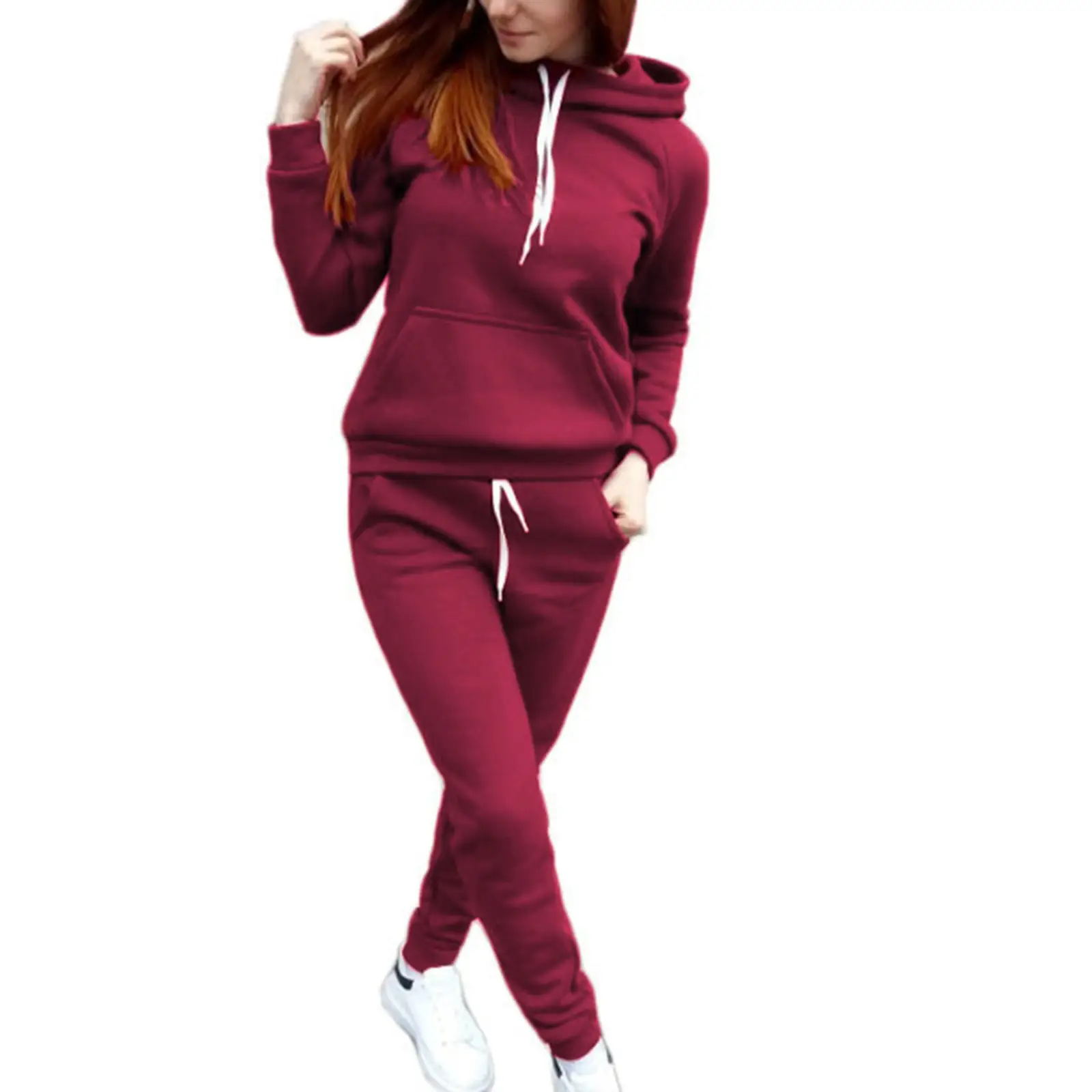 Pink Fleece Hoodie & Pants Set for Women - Image 6