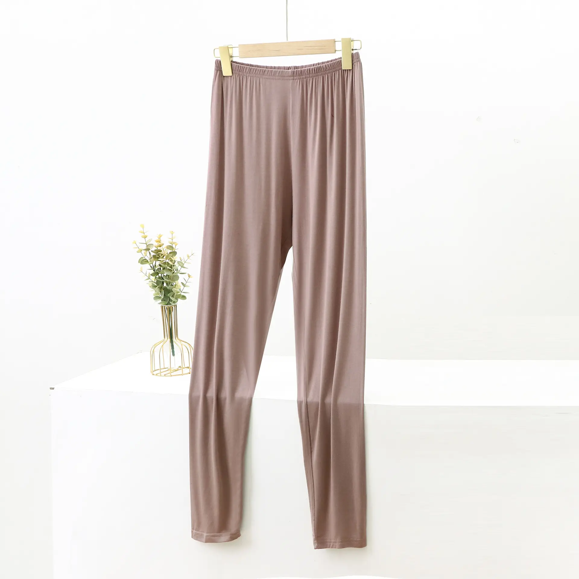 Women's Pink Modal Cropped Pants Large Size