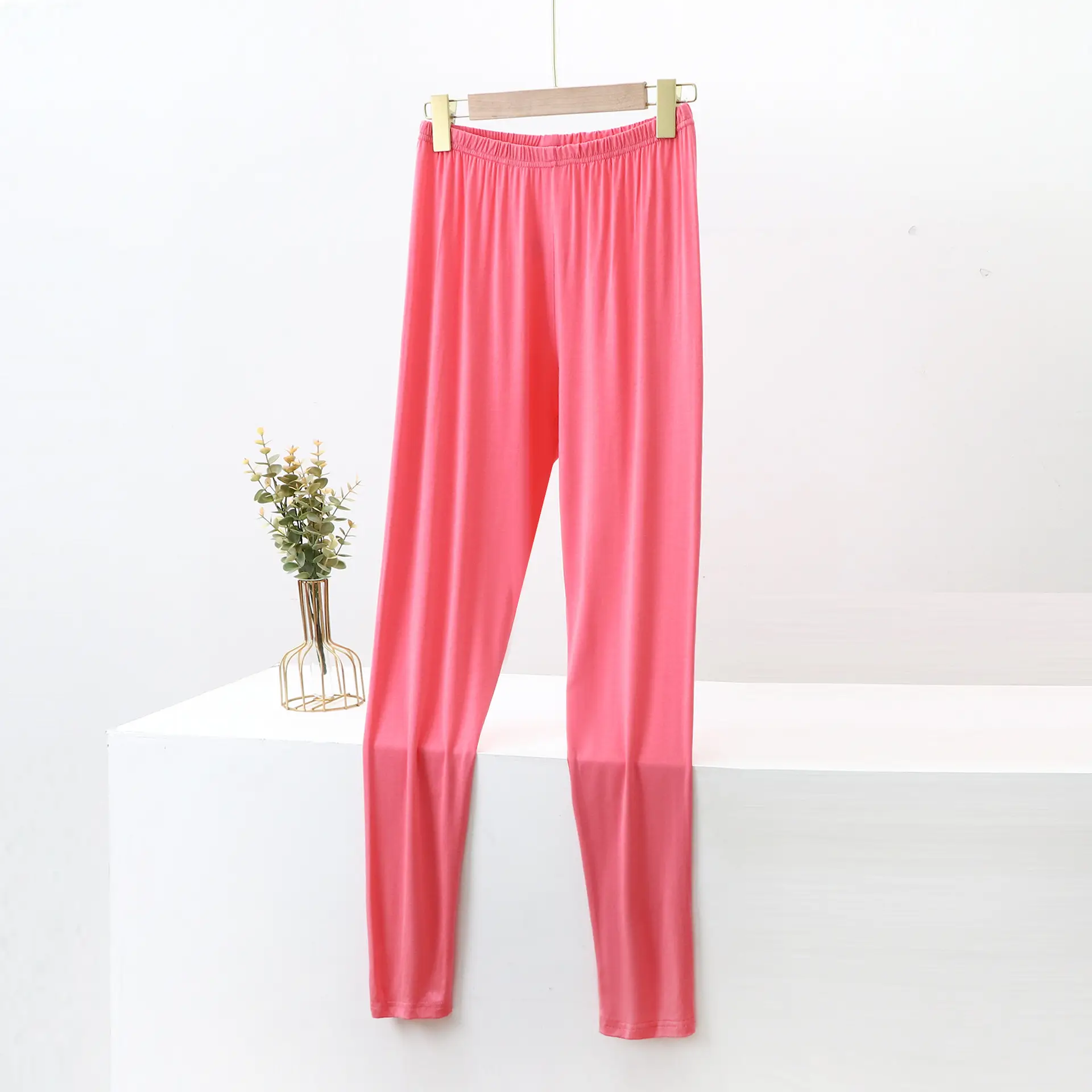 Women's Pink Modal Cropped Pants Large Size