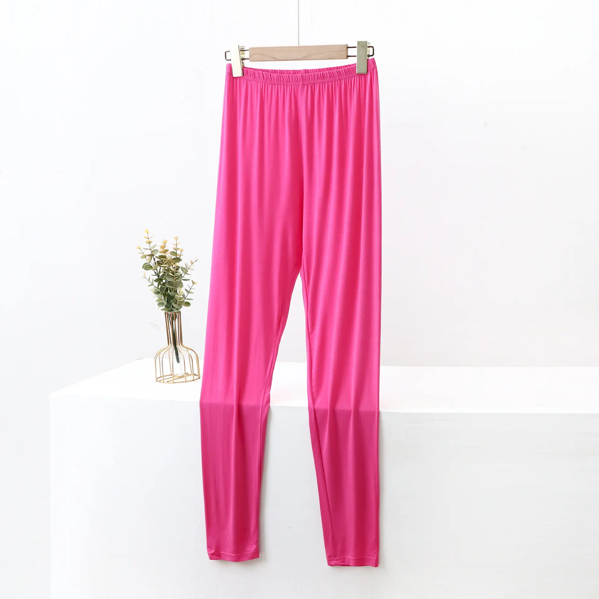 Women's Pink Modal Cropped Pants Large Size