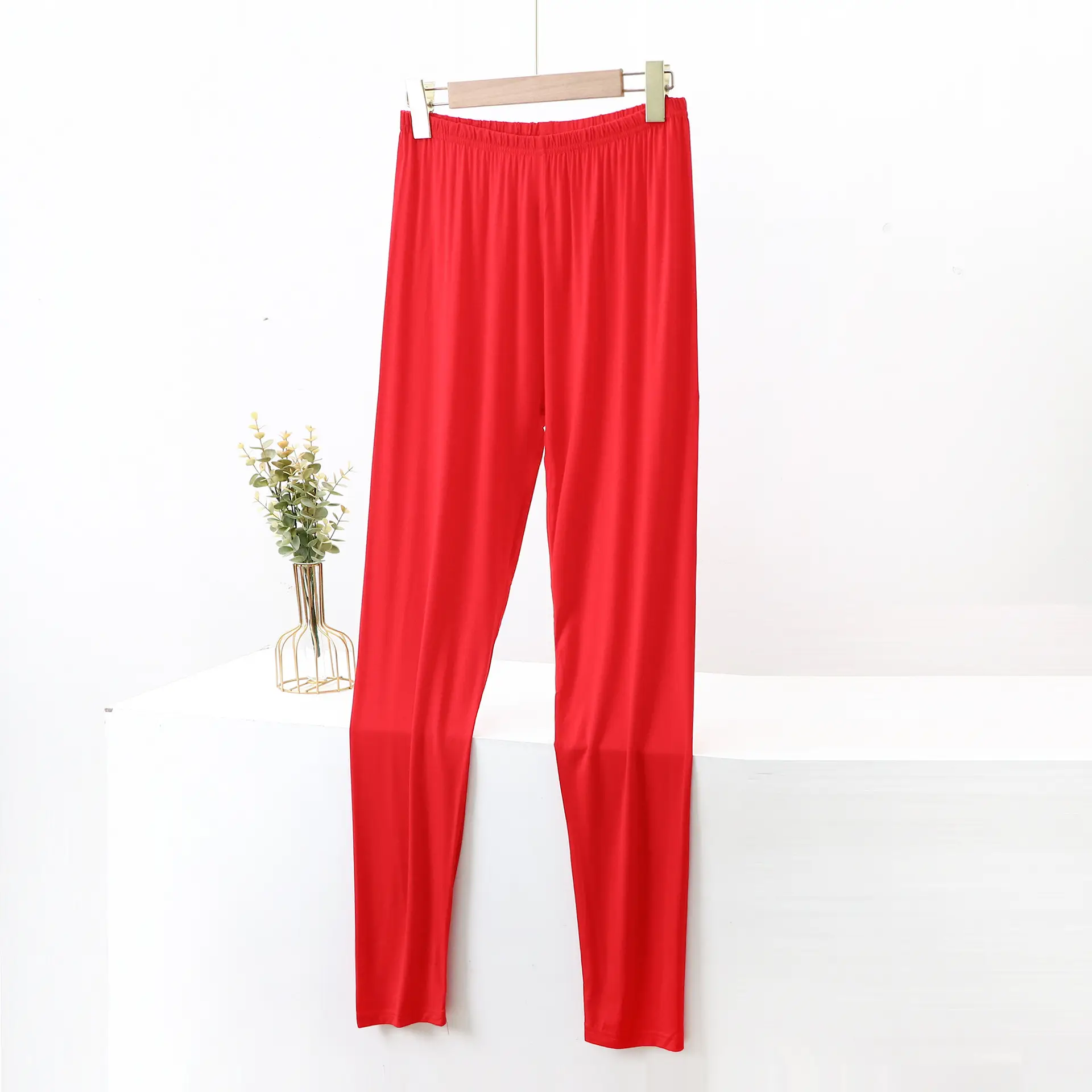 Women's Pink Modal Cropped Pants Large Size
