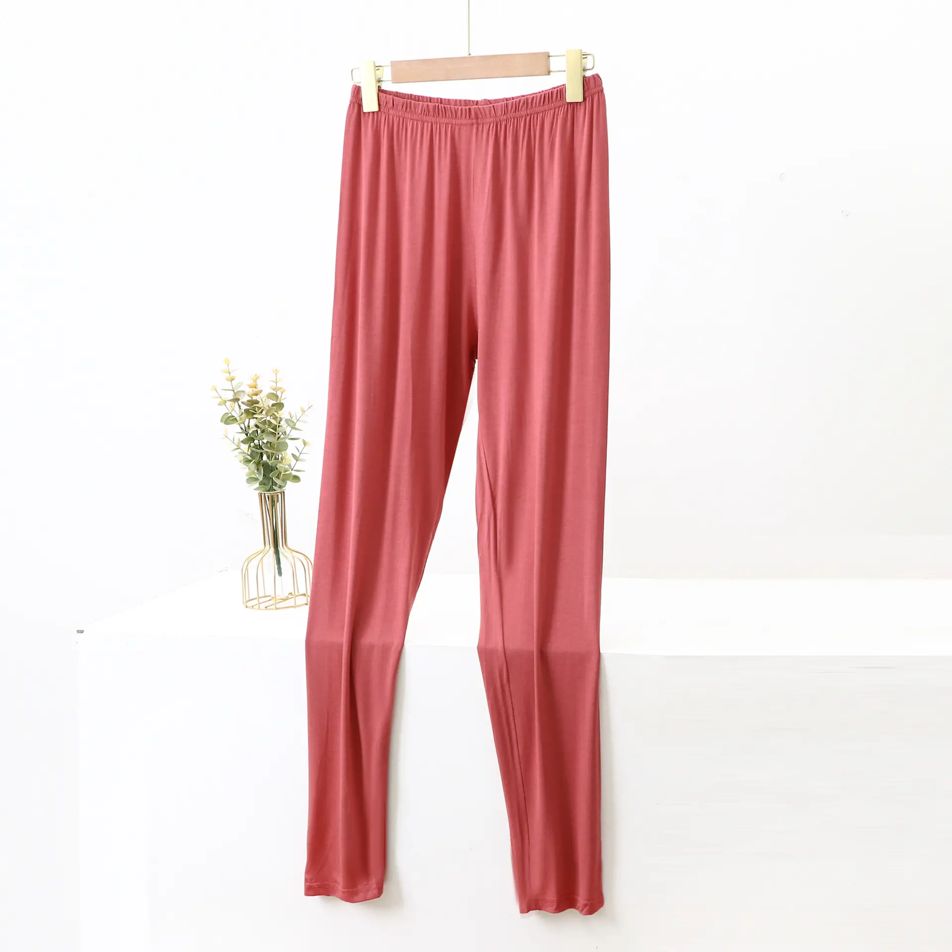 Women's Pink Modal Cropped Pants Large Size