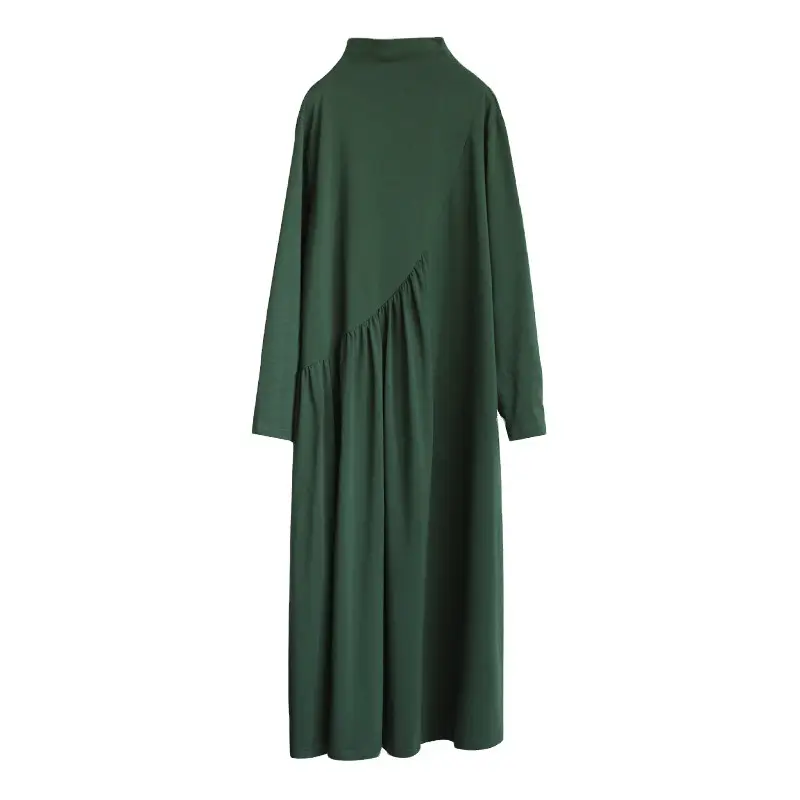 2021 Green Knitted Half-High Collar Dress for Women - Image 7