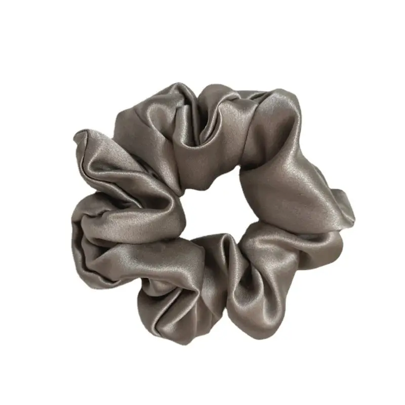 French Silk Hair Scrunchie 3.5cm Large Silver - Image 22