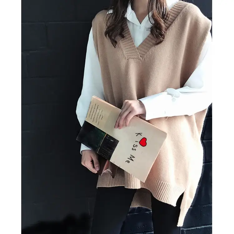Women Korean V-Neck Sleeveless Knit Vest Set - Image 7