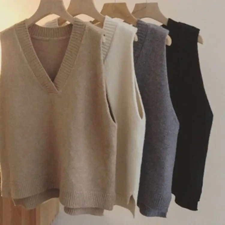 Women Korean V-Neck Sleeveless Knit Vest Set - Image 8