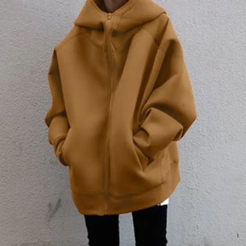 Teal 2023 Hooded Fleece Zipper Coat Long Sleeve - Image 11