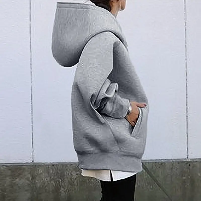 Teal 2023 Hooded Fleece Zipper Coat Long Sleeve - Image 12