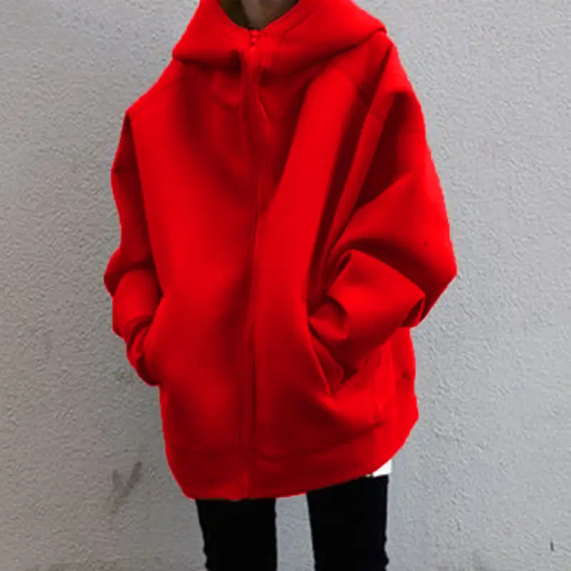 Teal 2023 Hooded Fleece Zipper Coat Long Sleeve - Image 6